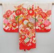 Photo1: 4023T01z460 Vintage Japanese Kimono Synthetic Girl's  Peony Tomato red (1)