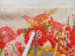 Photo5: 4023T01z460 Vintage Japanese Kimono Synthetic Girl's  Peony Tomato red (5)