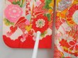 Photo6: 4023T01z460 Vintage Japanese Kimono Synthetic Girl's  Peony Tomato red (6)