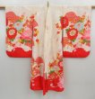 Photo8: 4023T01z460 Vintage Japanese Kimono Synthetic Girl's  Peony Tomato red (8)