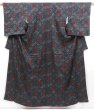 Photo1: 4025T01z620 Vintage Japanese Kimono Silk KOMON  Dark gray (1)