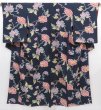 Photo1: 4026T03z990 Vintage Japanese Kimono Silk KOMON Flower Dark navy (1)