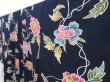 Photo2: 4026T03z990 Vintage Japanese Kimono Silk KOMON Flower Dark navy (2)