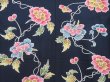 Photo5: 4026T03z990 Vintage Japanese Kimono Silk KOMON Flower Dark navy (5)