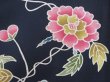 Photo6: 4026T03z990 Vintage Japanese Kimono Silk KOMON Flower Dark navy (6)