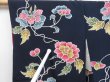 Photo7: 4026T03z990 Vintage Japanese Kimono Silk KOMON Flower Dark navy (7)