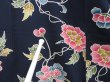 Photo8: 4026T03z990 Vintage Japanese Kimono Silk KOMON Flower Dark navy (8)