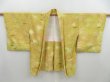 Photo5: 4026T05z530 Vintage Japanese Kimono Silk HAORI Flower Sulphur yellow (5)