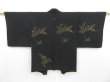 Photo1: 4107T03z590 Vintage Japanese Kimono Silk HAORI Jigami Black (1)