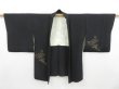 Photo6: 4107T03z590 Vintage Japanese Kimono Silk HAORI Jigami Black (6)