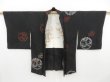 Photo5: 4107T05z620 Vintage Japanese Kimono Silk HAORI  Black (5)