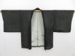 Photo5: 4107T07z320 Vintage Japanese Kimono Silk NIJUSHA HAORI Flower Black (5)