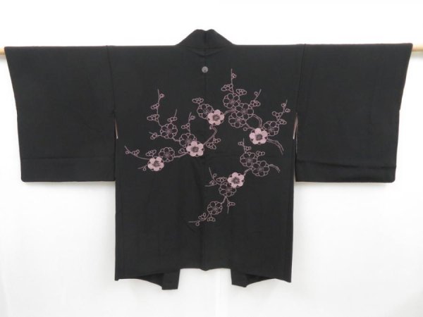 Photo1: 4108T05z680 Vintage Japanese Kimono Silk HAORI Plum blossom Embro (1)