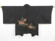 Photo1: 4108T07z610 Vintage Japanese Kimono Silk HAORI Letter box Black (1)