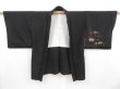 Photo5: 4108T10z540 Vintage Japanese Kimono Silk HAORI Flowers Black (5)