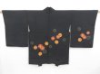 Photo1: 4110T06z550 Vintage Japanese Kimono Silk HAORI  Black (1)