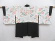 Photo1: 4110T12z590 Vintage Japanese Kimono Silk HAORI Plants Black (1)