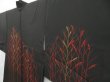 Photo3: 4110T12z590 Vintage Japanese Kimono Silk HAORI Plants Black (3)