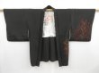 Photo5: 4110T12z590 Vintage Japanese Kimono Silk HAORI Plants Black (5)