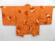 Photo1: 4113T03z530 Vintage Japanese Kimono Silk HAORI Flower Dark orange (1)