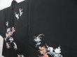 Photo2: 4113T10z580 Vintage Japanese Kimono Silk HAORI Flowers Black (2)