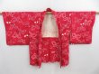 Photo1: 4113T11z590 Vintage Japanese Kimono Silk HAORI Butterfly Red-Pink (1)