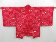 Photo3: 4113T11z590 Vintage Japanese Kimono Silk HAORI Butterfly Red-Pink (3)