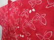 Photo4: 4113T11z590 Vintage Japanese Kimono Silk HAORI Butterfly Red-Pink (4)