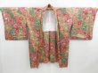 Photo5: 4113T14z670 Vintage Japanese Kimono Silk HAORI Flowers Dark pink (5)