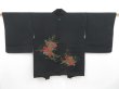 Photo1: 4115T05z570 Vintage Japanese Kimono Silk HAORI Folding fan Black (1)