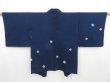 Photo1: 4115T09z590 Vintage Japanese Kimono Silk HAORI Flower Dark navy (1)