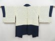 Photo6: 4115T09z590 Vintage Japanese Kimono Silk HAORI Flower Dark navy (6)