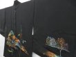 Photo2: 4115T14z590 Vintage Japanese Kimono Silk HAORI Mountain Black (2)