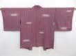 Photo1: 4117T08z510 Vintage Japanese Kimono Silk HAORI  Dark purple-gray (1)