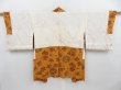 Photo5: 4117T11z600 Vintage Japanese Kimono Silk HAORI Peacock Yellow ochre (5)