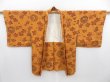 Photo6: 4117T11z600 Vintage Japanese Kimono Silk HAORI Peacock Yellow ochre (6)