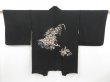 Photo1: 4118T07z570 Vintage Japanese Kimono Silk HAORI Embroidery Black (1)