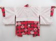 Photo6: 4118T09z570 Vintage Japanese Kimono Silk HAORI Kikko Red-Pink (6)