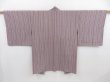 Photo1: 4118T11z610 Vintage Japanese Kimono Silk HAORI Stripe Light gray (1)