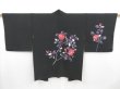 Photo1: 4118T13z640 Vintage Japanese Kimono Silk HAORI Rose Black (1)