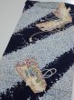 Photo3: 2i01z70  Japanese Kimono Silk  FABRIC Letter box Dark navy 46.5x14.2 (3)