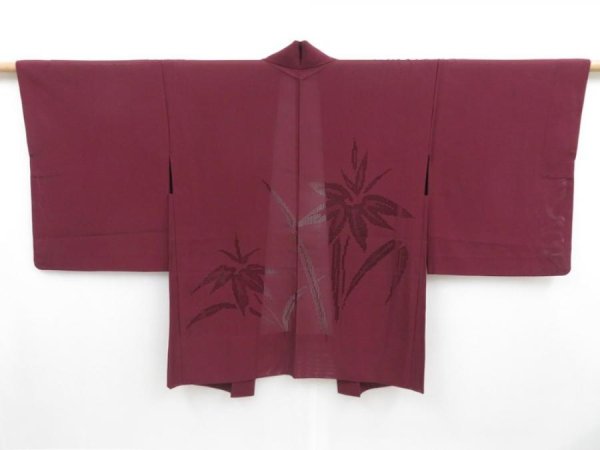 Photo1: 4120T03z280  Japanese Kimono Silk See through HAORI  Dark grape (1)