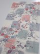 Photo3: 2i01z60  Japanese Kimono Silk  FABRIC Flowers Off-white 41.7x14.8 (3)