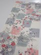 Photo3: 2i02z60  Japanese Kimono Silk  FABRIC Flowers Off-white 42.1x14.8 (3)