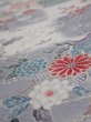 Photo4: 2i02z60  Japanese Kimono Silk  FABRIC Flowers Off-white 42.1x14.8 (4)