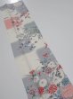 Photo3: 2i10z30  Japanese Kimono Silk  FABRIC Flowers Off-white 35.4x7.1 (3)