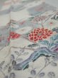 Photo5: 2i10z30  Japanese Kimono Silk  FABRIC Flowers Off-white 35.4x7.1 (5)