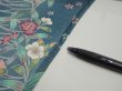 Photo6: 2Q01z60  Japanese Kimono Silk  FABRIC Flowers Blue-Gray 43.3x14.4 (6)