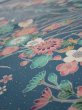 Photo4: 2Q02z60  Japanese Kimono Silk  FABRIC Flowers Blue-Gray 43.3x14.6 (4)