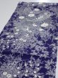 Photo3: 2Q02z60  Japanese Kimono Silk  FABRIC Flowers Dark navy 44.5x14.2 (3)